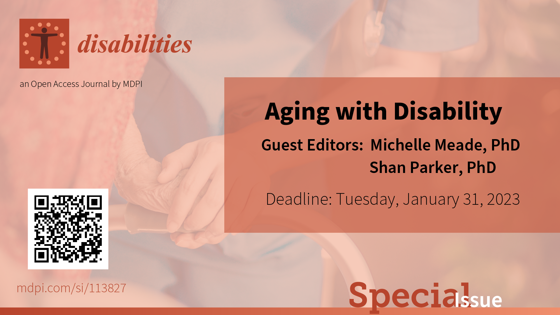 Flyer with aging with disability special issue information