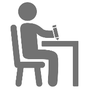 Gray Icon of Person Writing at Desk