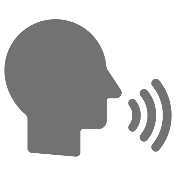 Gray icon of person speaking