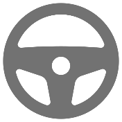 Gray icon of steering wheel