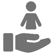 Gray icon of hand supporting person