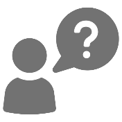Gray Icon of Person with Think Bubble of Question Mark