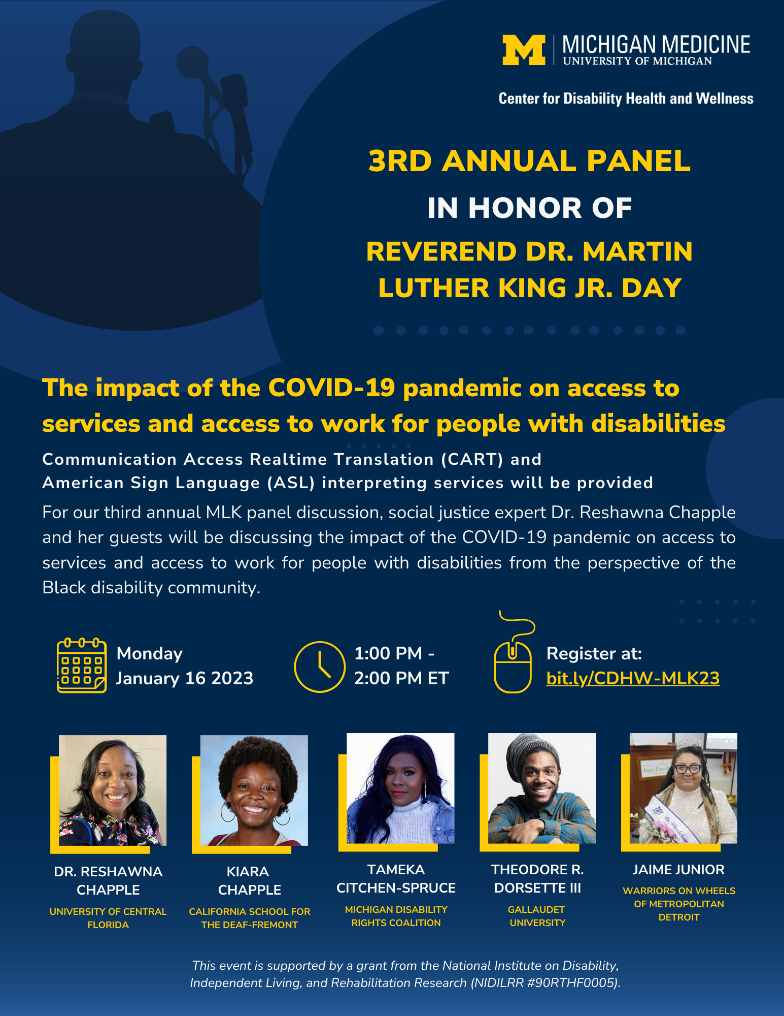 flyer for the 2023 MLK panel. All text available on the web page
