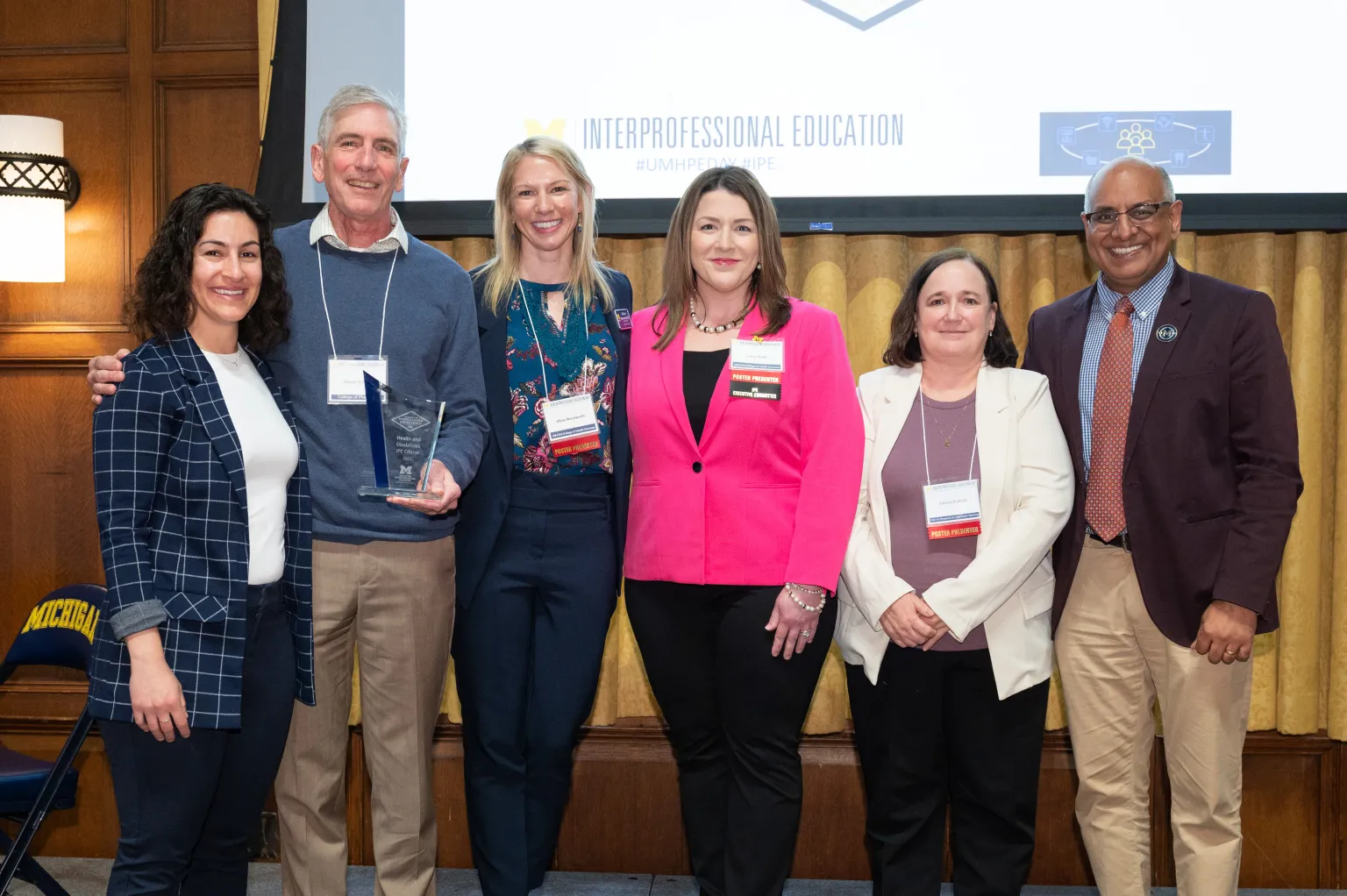 The Health and Disabilities Team with Center for Interprofessional Education leadership. Left to right: Vani Patterson, Steven Erickson, Jillian Woodworth, Laura Smith, Jeanne Andreoli and Rajesh Mangrulkar